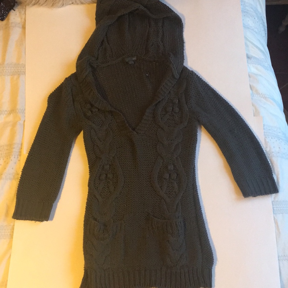 Cozy, warm gray hoodie sweater